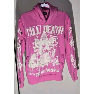 Flyext Pink Till Death Do Us Part Graphic Hoodie‎ Size Medium